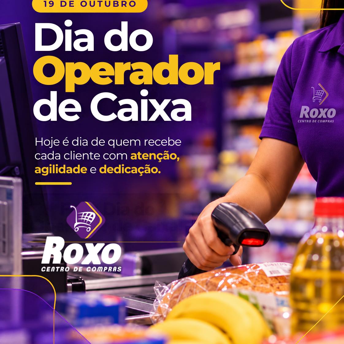 Atendimento, atenção e dedicação fazem a diferença💜🛒 

Neste 19 de outubro, o Roxo Centro de Compras homenageia os operadores de caixa, profissionais que têm um papel fundamental na experiência dos nossos clientes.

Nosso reconhecimento a quem trabalha diariamente com agilidade, responsabilidade e cordialidade para atender cada pessoa da melhor forma.

Parabéns a todos os operadores de caixa! 💛👏

#RoxoCentroDeCompras #DiaDoOperadorDeCaixa