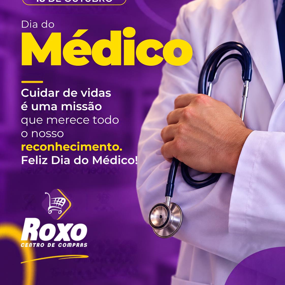 Cuidar da vida merece todo o nosso reconhecimento💜🩺

Neste 18 de outubro, o Roxo Centro de Compras homenageia os médicos e médicas que dedicam seus conhecimentos, seu tempo e seu trabalho ao cuidado com a saúde e o bem-estar das pessoas.

Nosso respeito e agradecimento a esses profissionais que fazem a diferença na vida de tantas famílias.

Feliz Dia do Médico! 

#RoxoCentroDeCompras #DiaDoMédico